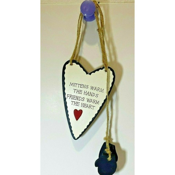 Wooden Heart Mittens Warm Hands, Friends the Heart Christmas Ornament by K Adler - Picture 2 of 2